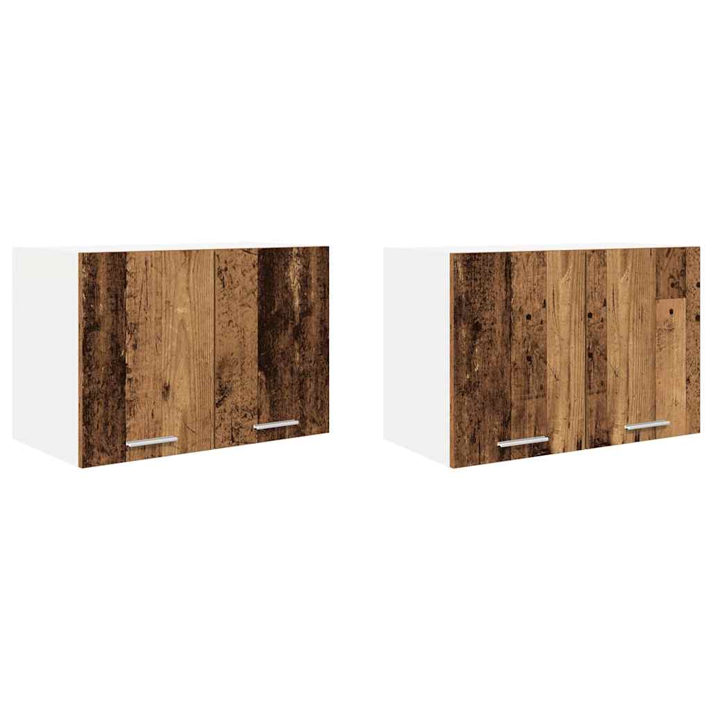 Hanging Cabinet 2 pcs Old Wood and White 60 x 31 x 40 cm