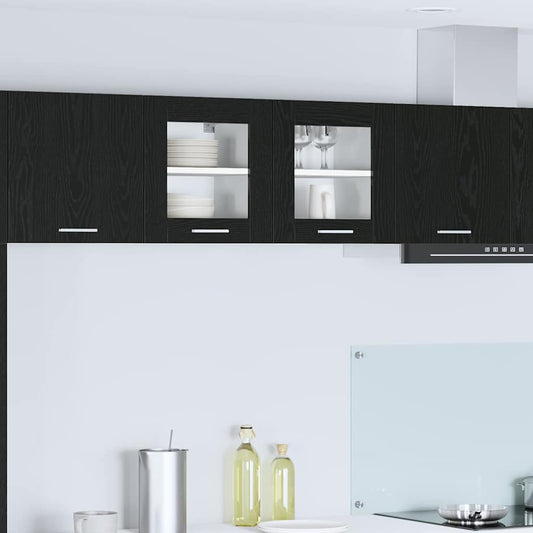 Hanging Cabinet 2 pcs Black Oak Engineered Wood