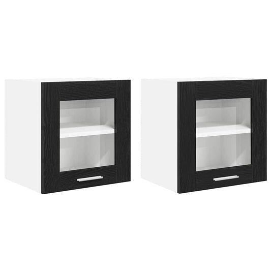 Hanging Cabinet 2 pcs Black Oak Engineered Wood
