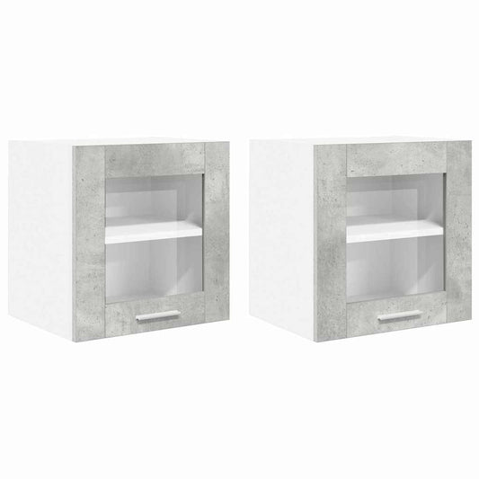 Hanging Cabinet 2 pcs Concrete Grey Engineered Wood