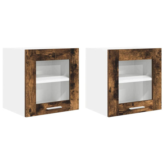 Hanging Cabinet 2 pcs Smoked Oak Engineered Wood