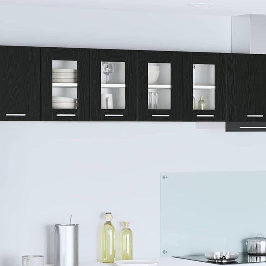 Hanging Cabinet 2 pcs Black Oak Engineered Wood
