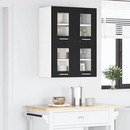 Hanging Cabinet 2 pcs Black Oak 60 x 31 x 40 cm Engineered Wood