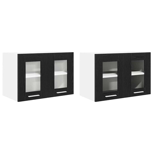 Hanging Cabinet 2 pcs Black Oak Engineered Wood