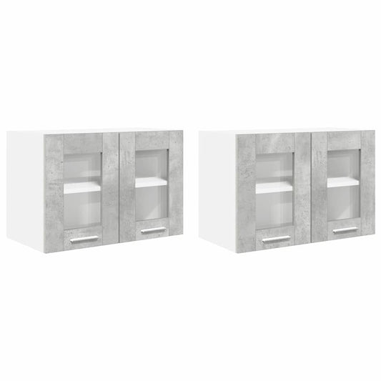 Hanging Cabinet 2 pcs Concrete Grey Engineered Wood