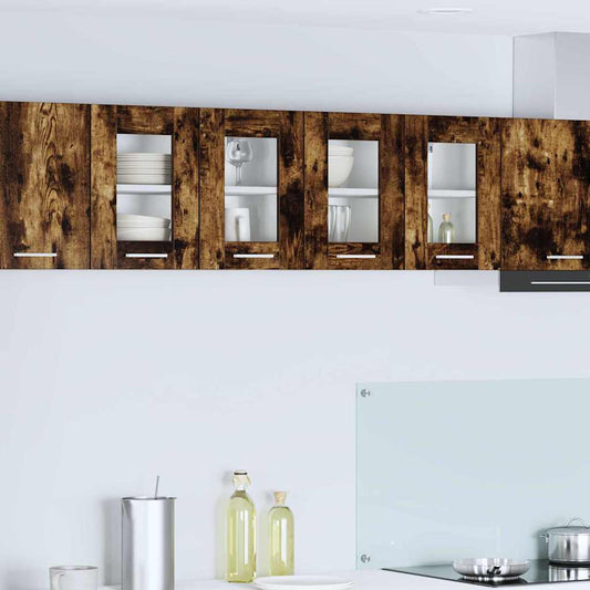 Hanging Cabinet 2 pcs Smoked Oak Engineered Wood