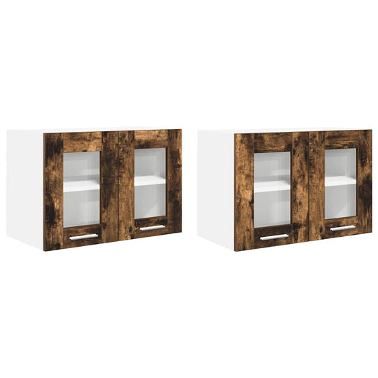 Hanging Cabinet 2 pcs Smoked Oak Engineered Wood