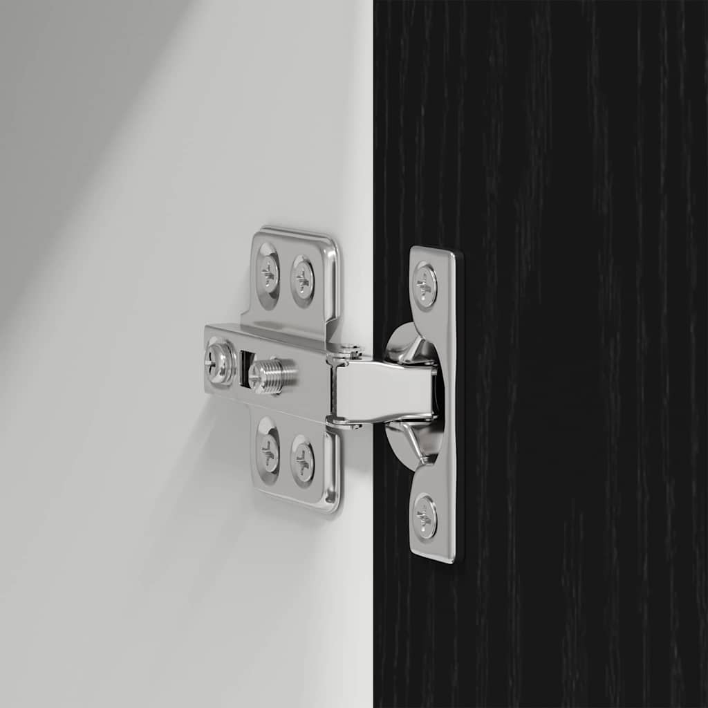 Hanging Cabinet with Door Black Oak and White 30 x 31 x 80 cm