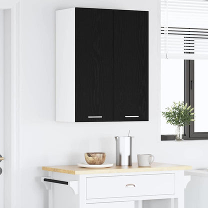 Hanging Cabinet with Door Black Oak and White 30 x 31 x 80 cm