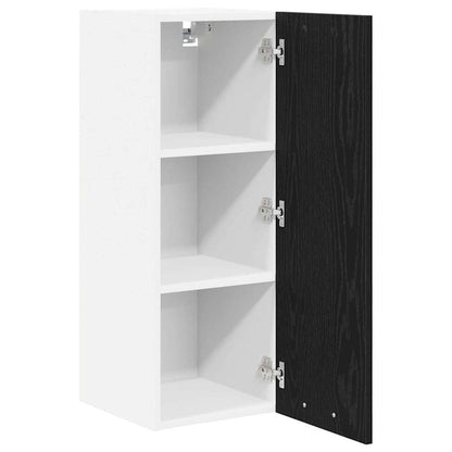 Hanging Cabinet with Door Black Oak and White 30 x 31 x 80 cm
