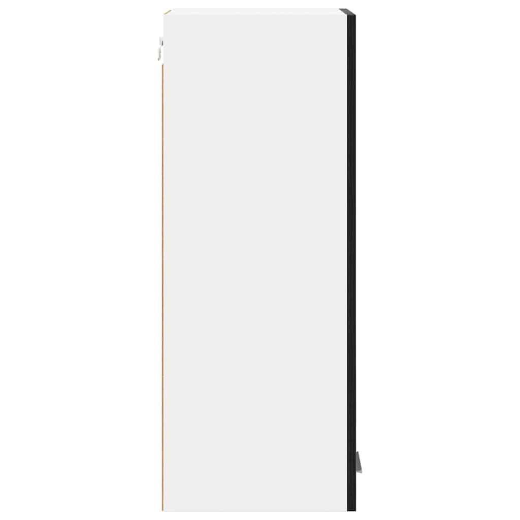 Hanging Cabinet with Door Black Oak and White 30 x 31 x 80 cm