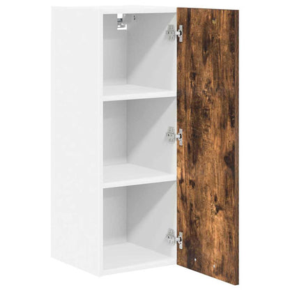 Hanging Cabinet Smoked Oak and White 30 x 31 x 80 cm