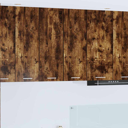 Hanging Cabinet Riga 2 pcs Smoked Oak and White 30 x 31 x 80 cm