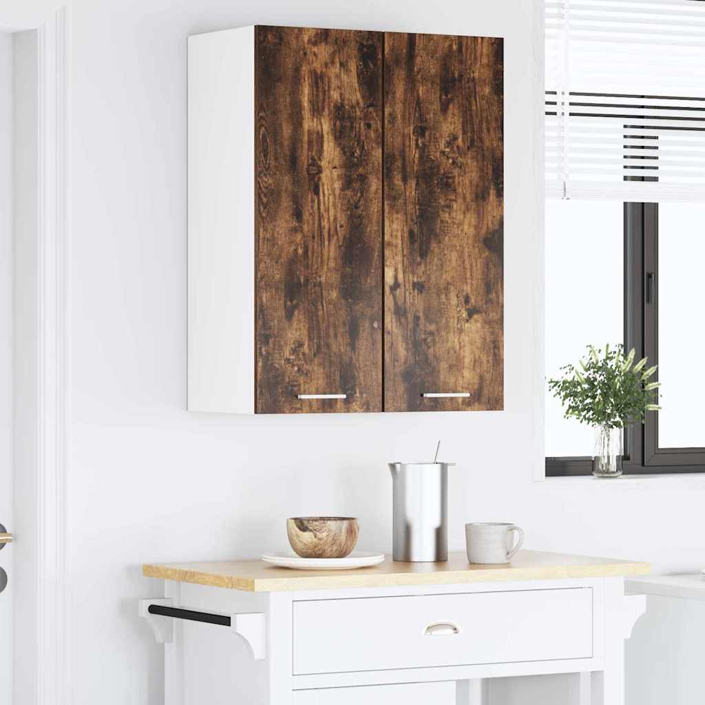 Hanging Cabinet Riga 2 pcs Smoked Oak and White 30 x 31 x 80 cm
