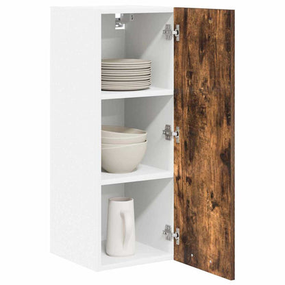 Hanging Cabinet Riga 2 pcs Smoked Oak and White 30 x 31 x 80 cm