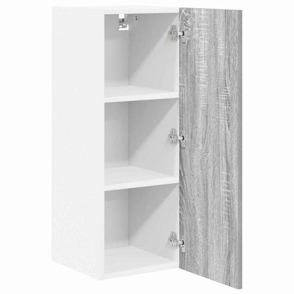 Hanging Cabinet with Door Grey Sonoma and White 30 x 31 x 80 cm