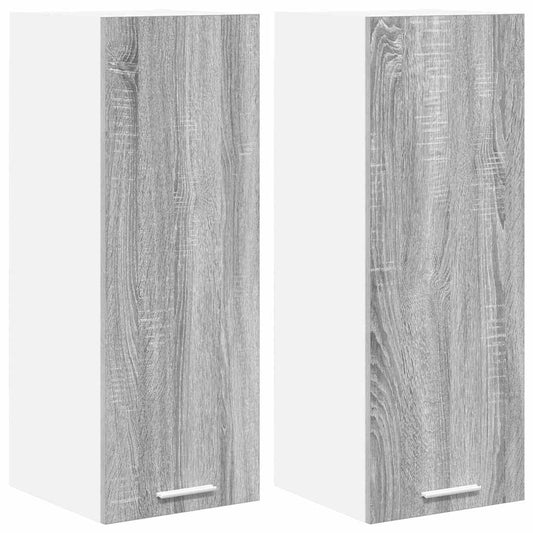 Hanging Cabinet 2 pcs Grey Sonoma and White Engineered Wood