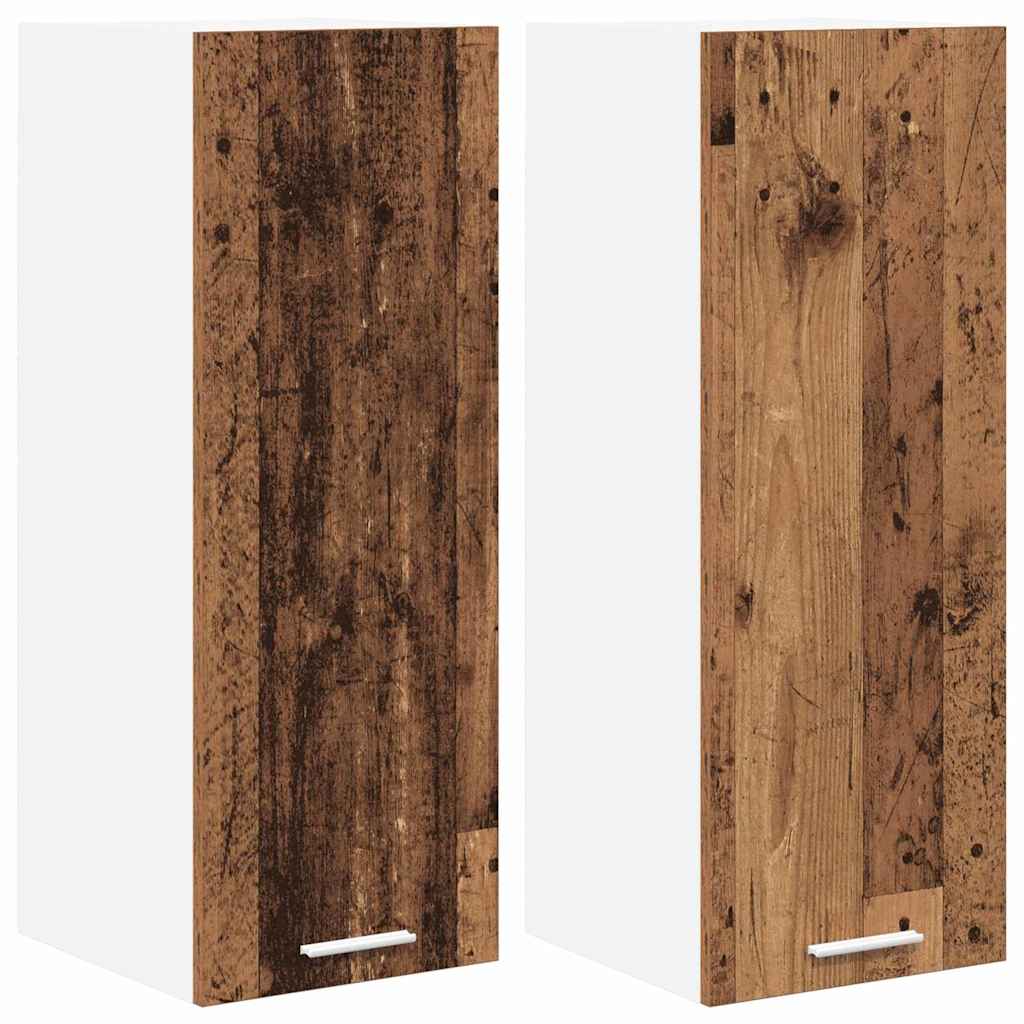 Hanging Cabinet 2 pcs Old Wood and White 30 x 31 x 80 cm