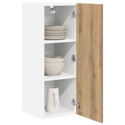 Hanging Cabinet with Door Artisan Oak and White 30 x 31 x 80 cm