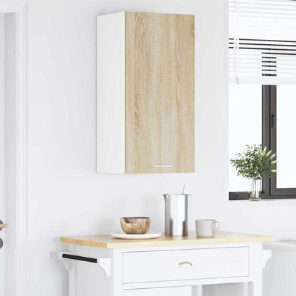 Hanging Cabinet with Door Sonoma Oak and White 40 x 31 x 80 cm