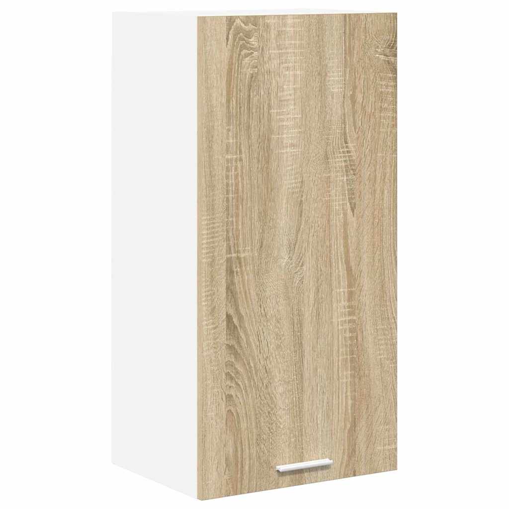 Hanging Cabinet with Door Sonoma Oak and White 40 x 31 x 80 cm