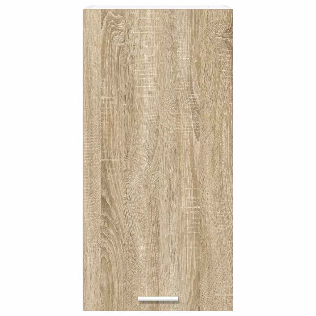 Hanging Cabinet with Door Sonoma Oak and White 40 x 31 x 80 cm