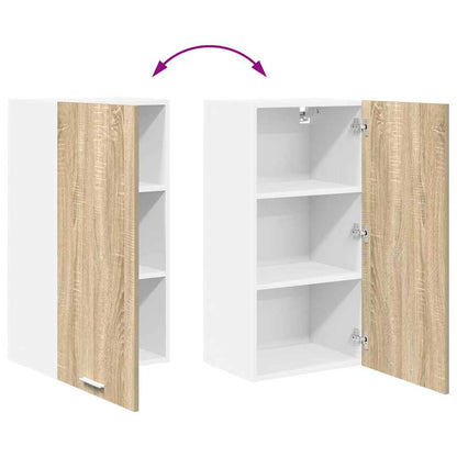 Hanging Cabinet with Door Sonoma Oak and White 40 x 31 x 80 cm