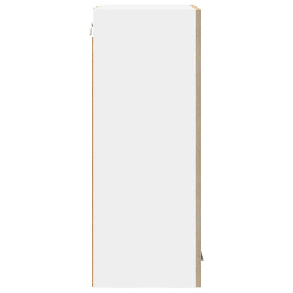 Hanging Cabinet with Door Sonoma Oak and White 40 x 31 x 80 cm