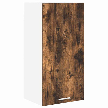 Hanging Cabinet with Door Smoked Oak and White 40 x 31 x 80 cm