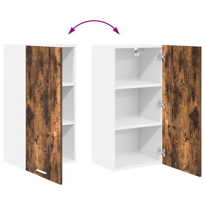 Hanging Cabinet with Door Smoked Oak and White 40 x 31 x 80 cm