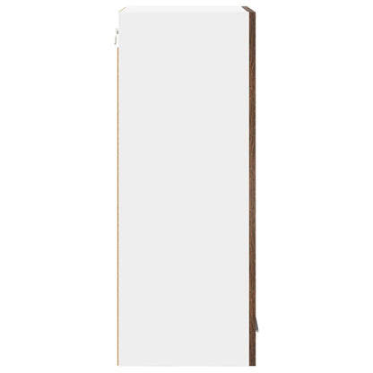 Hanging Cabinet with Door Smoked Oak and White 40 x 31 x 80 cm