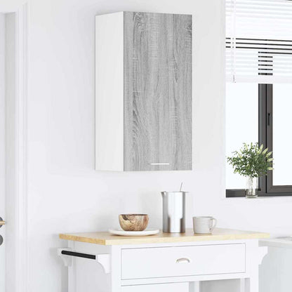 Hanging Cabinet with Door Grey Sonoma and White 40 x 31 x 80 cm