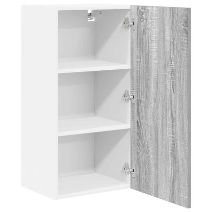 Hanging Cabinet with Door Grey Sonoma and White 40 x 31 x 80 cm