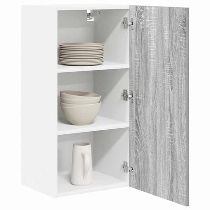 Hanging Cabinet with Door Grey Sonoma and White 40 x 31 x 80 cm