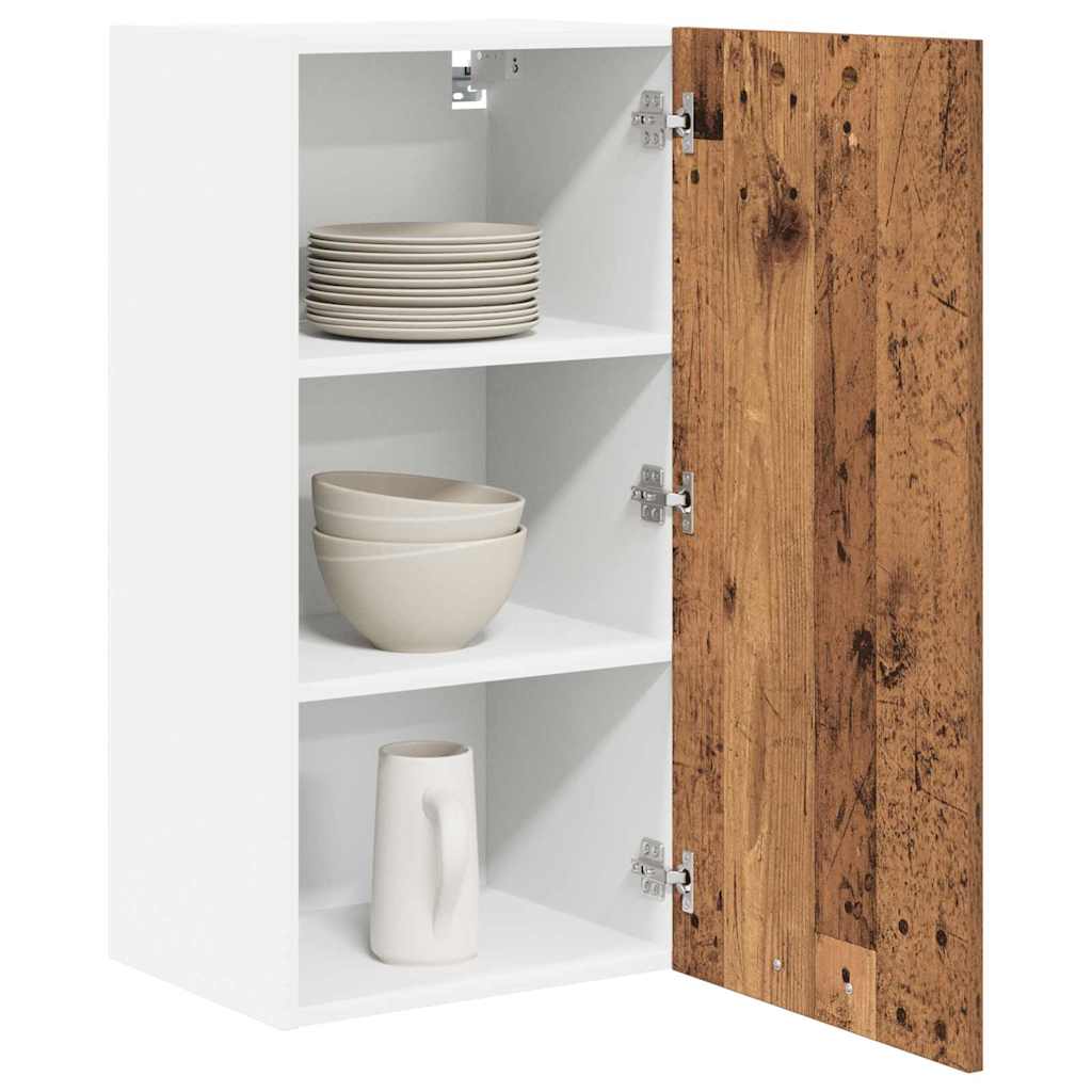 Hanging Cabinet with Storage Old Wood and White 40 x 31 x 80 cm