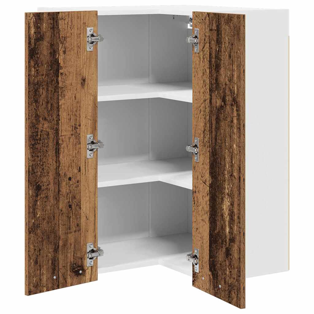 Hanging Cabinet with Storage Old Wood and White 57 x 57 x 80 cm