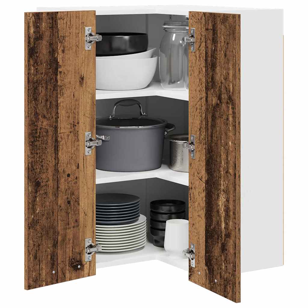Hanging Cabinet Old Wood and White 57 x 57 x 80 cm