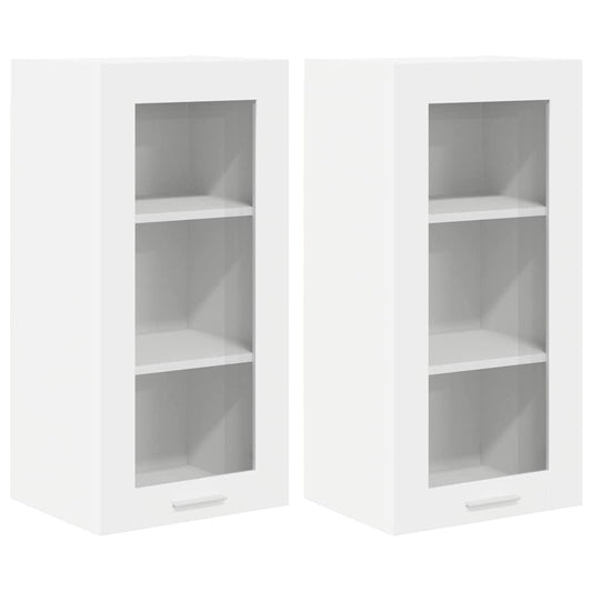 Hanging Cabinet 2 pcs White Engineered Wood