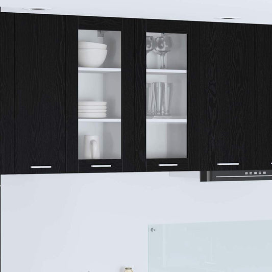 Hanging Cabinet 2 pcs Black Oak Engineered Wood