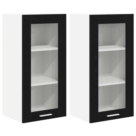 Hanging Cabinet 2 pcs Black Oak Engineered Wood