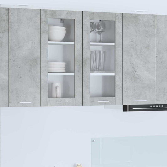 Hanging Cabinet 2 pcs Concrete Grey Engineered Wood