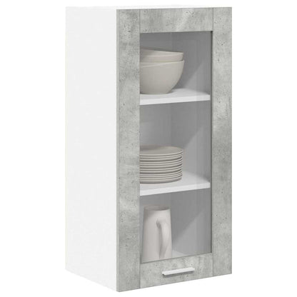 Hanging Cabinet with Door 2 pcs Concrete Grey 40 x 31 x 80 cm