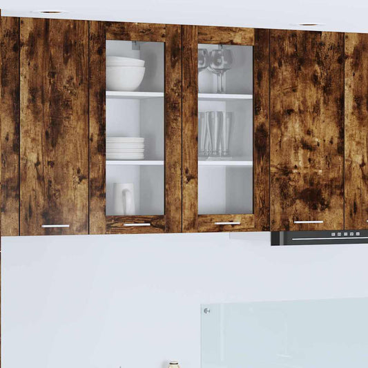 Hanging Cabinet 2 pcs Smoked Oak Engineered Wood