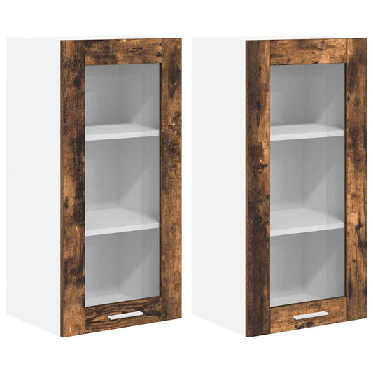 Hanging Cabinet 2 pcs Smoked Oak Engineered Wood