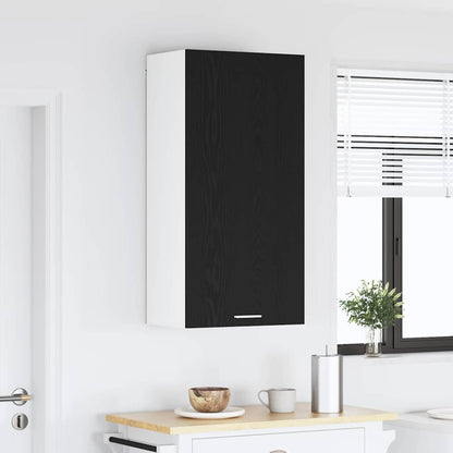 Hanging Cabinet with Door Black Oak and White 50 x 31 x 100 cm