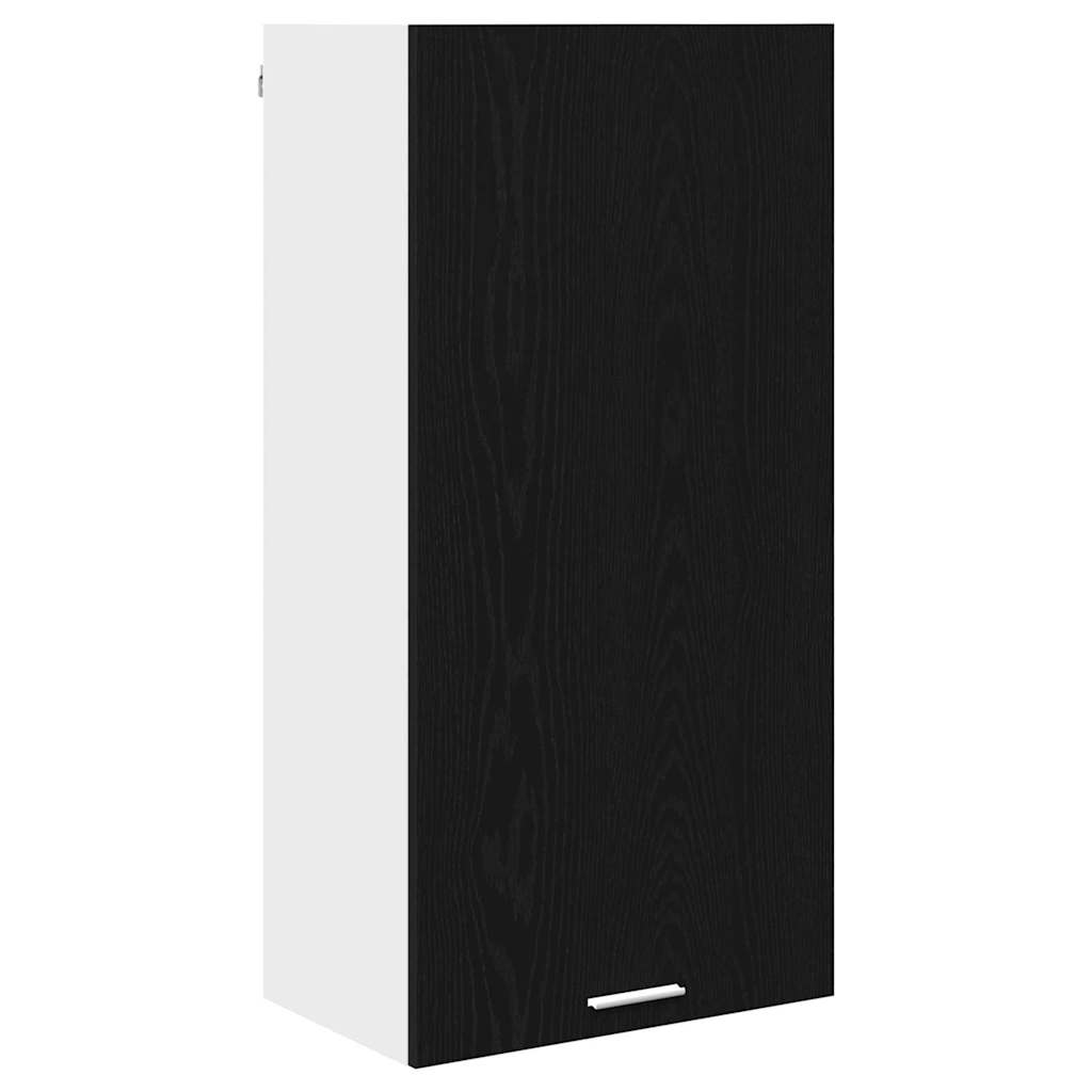 Hanging Cabinet with Door Black Oak and White 50 x 31 x 100 cm