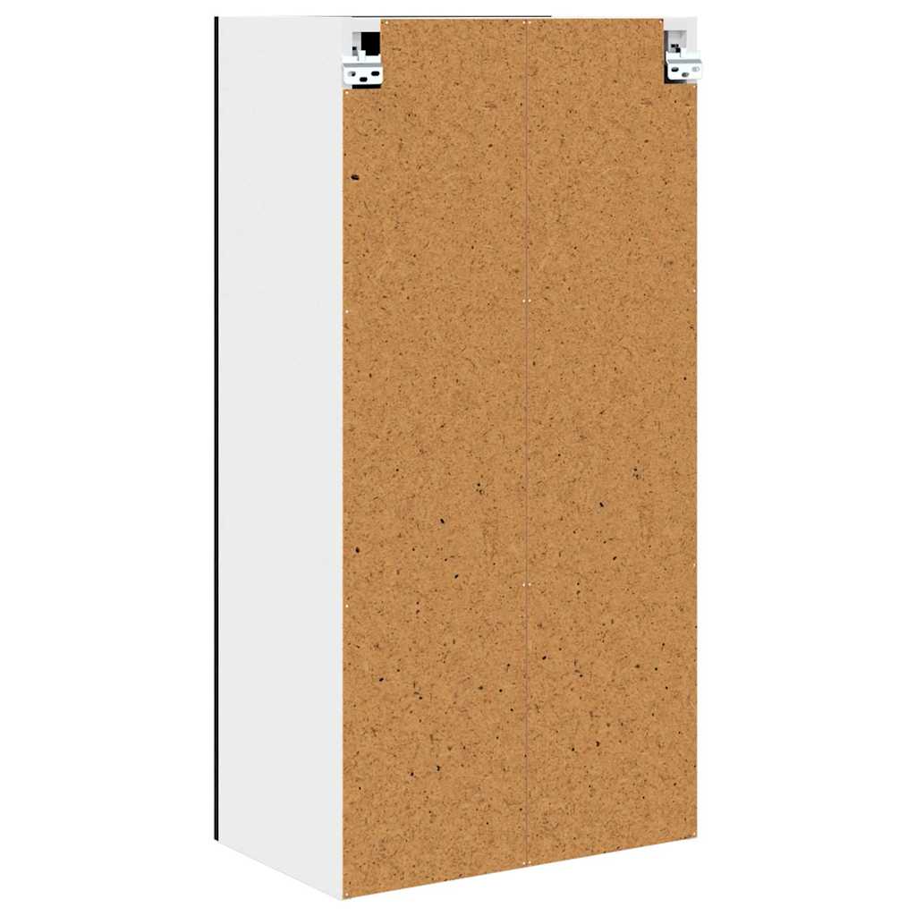 Hanging Cabinet with Door Black Oak and White 50 x 31 x 100 cm