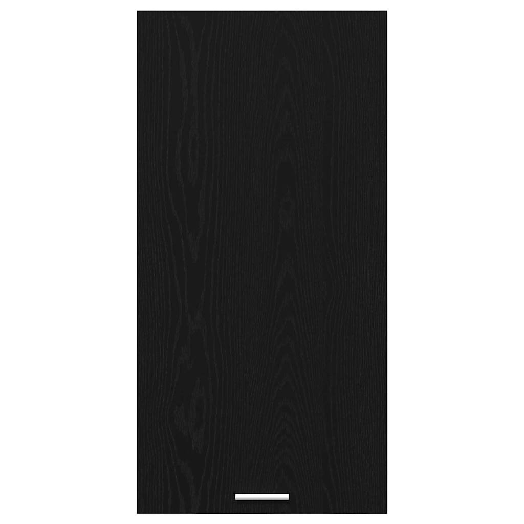 Hanging Cabinet with Door Black Oak and White 50 x 31 x 100 cm