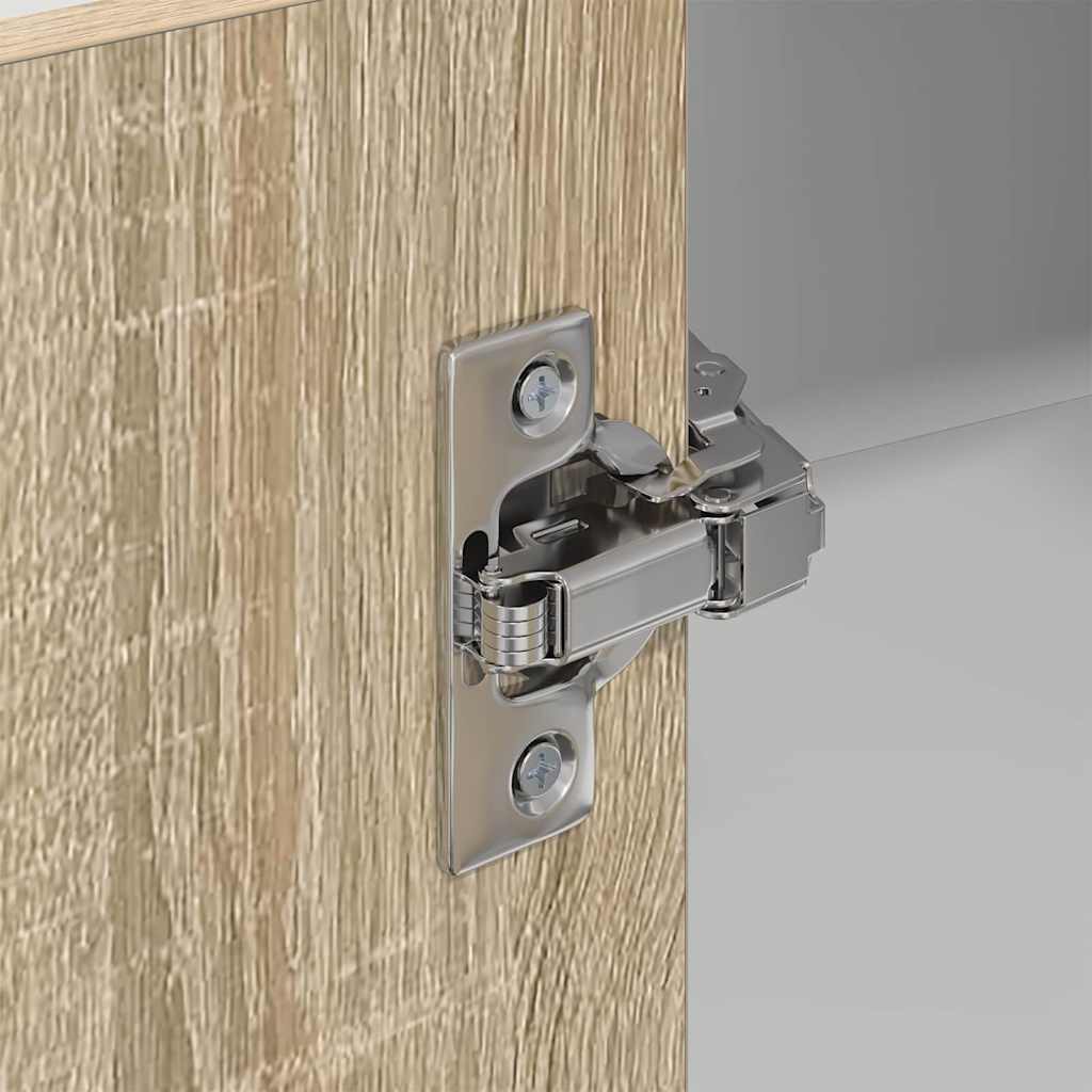 Hanging Cabinet with Door Sonoma Oak and White 57 x 57 x 100 cm