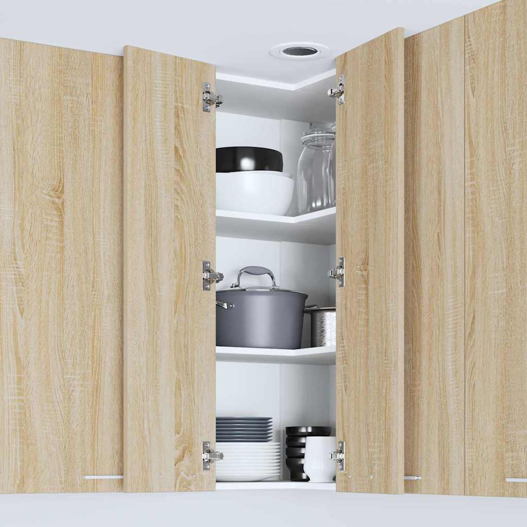 Hanging Cabinet with Door Sonoma Oak and White 57 x 57 x 100 cm